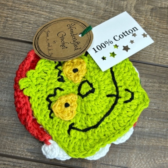 Coasters Christmas Holiday Set of 4 Handcrafted Crochet by Seller Cotton - Picture 2 of 16